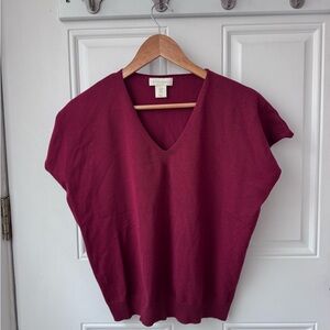 Cynthia Rowley Deep Red V-Neck Blouse